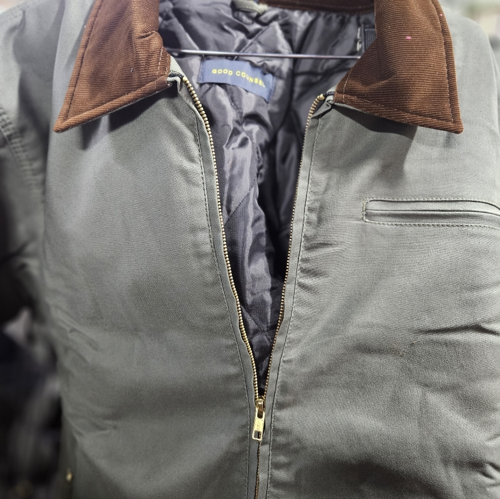 Men's Green Jacket with Brown Collar